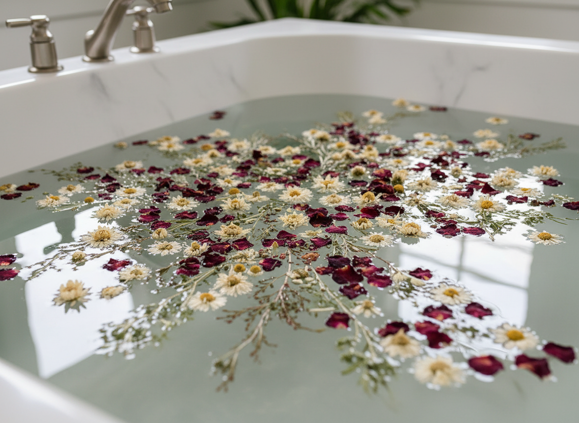 Botanical Bath Tea Soak for Relaxation | Rose Geranium, Lavender & Rose Petals