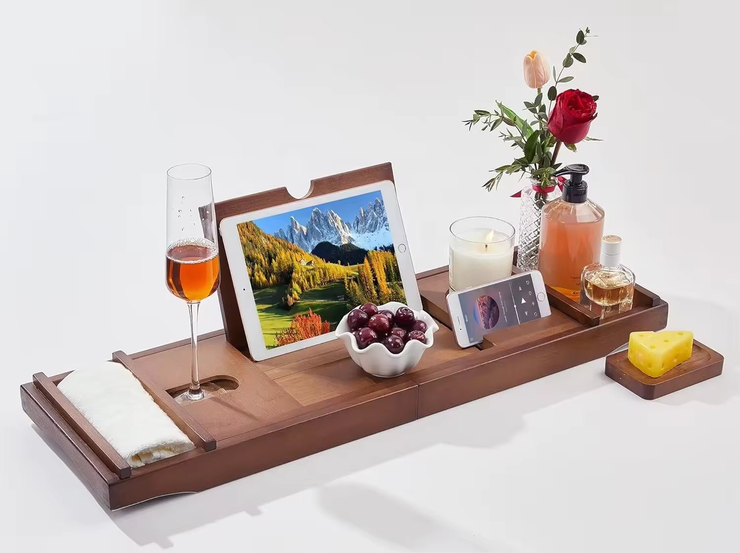Bamboo Bath Caddy | Extendable & Non-Slip