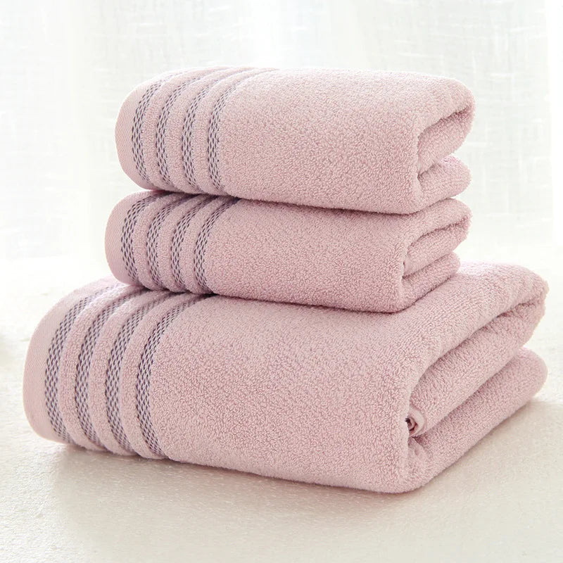 Stripe Cotton Towel Set | Thick & Absorbent