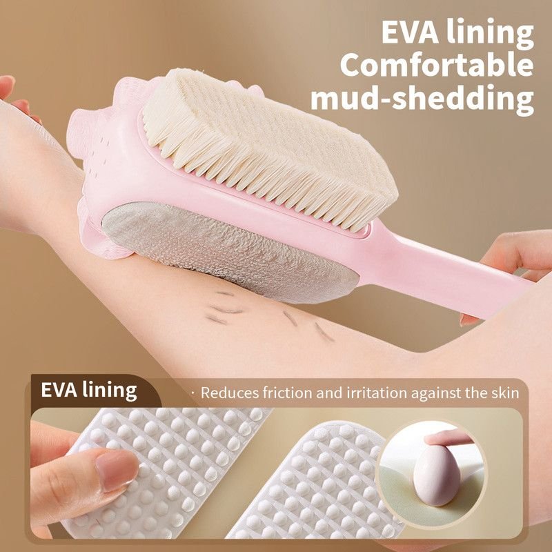 3-in-1 Long-Handle Body Scrub Brush | Pink